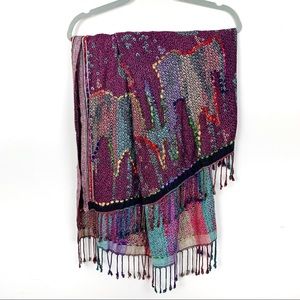 Rainbow Pashmina Scarf with Wool Roving
